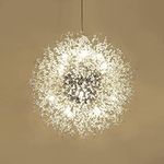 CAI-HAI Modern Crystal Chandelier, pyrotechnic Dandelion Chandelier, Decorative Chandelier for Living Room, Dining Room, Bedroom, Kitchen (Silver, 16)