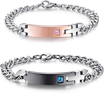 NEHZUS Couples Customize Bracelets Stainless Steel ID Name Bracelet for Him & Her