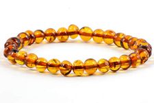 Baltic Amber Bracelet for Adults Made on Elastic Band- Natural Amber from Baltic Region, Genuine Baltic Amber, 7 inch, Amber