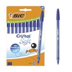 Bic Cristal Soft Ballpoint Pens Medium Tip (1.2 mm) with Easy Glide Ink – Blue, Box of 10