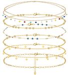 Subiceto 6PCS 18K Gold Plated Waist Chains Bikini Belly Chain for Women Classic Bikini Body Chain Jewelry for Summer Beach Adjustable