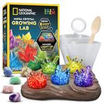 NATIONAL GEOGRAPHIC Mega Crystal Growing Kit for Kids- Grow 8 Vibrant Crystals Fast (3-4 Days), with Light-Up Display Stand and Real Gemstones, Crystal Making Science Kit (Amazon Exclusive)