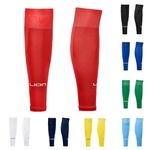 LION SPORTSWEAR Kids/Youth Football Sock Sleeves To Accompany Grip Socks - Fits Over Calf/Shin Pads - Variety Of Colors To Match Your Team Kit (Red)