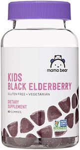 Amazon Brand - Mama Bear Vegetarian Kids Black Elderberry Gummies 300 mg with Vitamins C, D, E and Zinc, Immune System Support, 60 Count (1 to 2 Month Supply), Non-GMO, Gluten Free