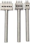 YaeTek Stainless Steel 6MM 2/4/6 Prong Row Hole Punch DIY Diamond Lacing Stitching Chisel Set Leather Craft Tools for DIY Leather Working