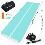 ChampionPlus Inflatable Air Mat, Track Tumbling Mat, Gymnastics Mat, Gym Mat with Electric Air Pump, Yoga Mat, Camping Training Mat, Fitness, Yoga, Sports Mat on Both Sides, Mint Green