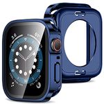 Amizee 2 in 1 Case [2-Pack] Compatible with Apple Watch Series 9 Series 8 Series 7 45mm with Built-in Screen Protector, Straight Edge Hard PC Full Body Protective Cover for iWatch 45mm, Blue