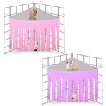 AKlamater 2 Packs Guinea Pig Hideout Corner Hideaway Hammock Corner, Fabric Forest Curtain Hideouts for Small Animals, Hammock Hanging Bed Corner for Hamster Guinea Pig Squirrel Rabbit(Pink+Purple)