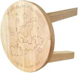 Elephant in Clouds Personalised Child Name Stool. Laser Engraved. Baby Boy, Girl