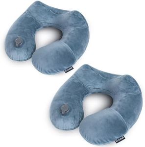Keemall 2 Pack Inflatable Travel Neck Pillow for Airplane Sleeping Blow Up Neck Support Air Pillow Traveling on Plane Long Flights Washable