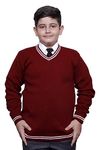 KIRONIKNIT School Uniform Full Sleeves Sweater - Daffodil (42, Maroon - White Stripes)