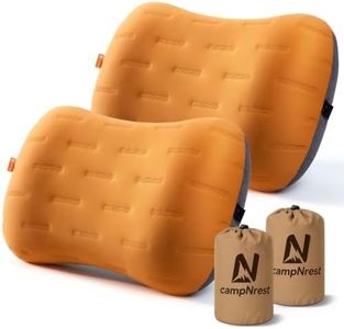 Inflatable Camping Pillow - Ultralight Compact Air Pillow for Travel, Backpacking & Hiking - Ergonomic Neck & Lumbar Support - Portable Inflatable Pillow with Removable Washable Cover -(Orange 2 Pack)