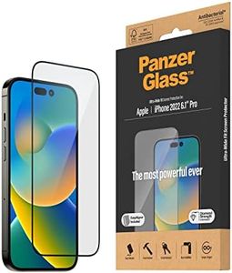 PanzerGlass™ Clear Glass Screen Protector for iPhone 14 Pro - Ultra-Wide Fit Tempered Glass Screen Protector with Anti-Fingerprint Coating and mounting aid for Easy Installation
