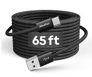 [ 65ft/20m ] Extra Long USB C Cable, USB to USB C Cable Power Cord, USB A 2.0 to USB Type C Charging Cable (no Data) for USB-C Phone, Tablet, Camera, PS5, Switch & More, Nylon Braided