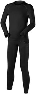 FALKE Unisex Kids Maximum Warm Long Sleeved Top and Tights Base Layer Set, Thermal, Breathable Quick Dry, Nylon, Black (Black 3000), 13-3.5, 1 Piece