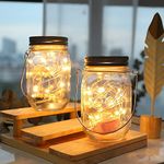 Upgraded Solar Mason Jar Lights, 12 Pack 30 LED with 12 Hangers, Led Lights, for Backyard Garden Decorations, Warm White (Jars Not Included)