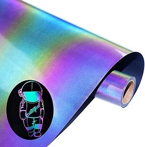 Reflective Heat Transfer Vinyl Rainbow HTV Vinyl Rolls Pack 12 Inch x 7 Feet Iron on Vinyl for T-Shirts DIY Design, Cricut & Silhouette Cameo for Heat Press Machine（Rainbow HTV Vinyl ）