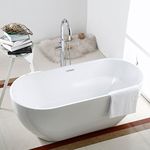 BHBL 60" Seamless White Acrylic Freestanding Bathtub Soaking SPA Flat Bottom Stand Alone Tub Modern Style with Overflow and Drain, cUPC Certified (C-AT-11572)