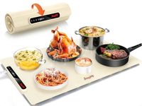 Food Warming Mat 24x16 Inches, Electric Warming Tray with 7 Temps, Foldable Food Warmer for Parties, Buffets, Family Gatherings, Holiday & Sabbath, Child Lock, Heating Mat for Food, Beige