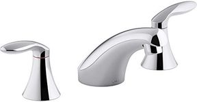 KOHLER K-15265-4NDRA-CP Coralais Widespread Bathroom Sink Faucet with Lever Handles Without Pop-Up Drain or Lift Rod, Polished Chrome