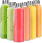 Glass Water Bottles Set, Clear Glass Bottles with Stainless Steel Lids, Reusable Juice bottles, Glass Drink Bottle for Juice Beverage, 16.9oz/500ml - 6 Pack