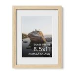 HAUS AND HUES 8.5x11 Picture Frame with Real Glass & American Oak Matted to 6x8-8.5 by 11 Picture Frame Wood - Includes Vertical & Horizontal Hang - Ideal for Home, Room, Office (8.5x11 in, Beige)