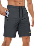 MAGCOMSEN Workout Shorts for Men with Pockets Running Gym Quick Dry Stretch Athletic Hiking Shorts Dark Grey