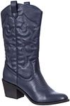 Charles Albert Women's Embroidered Modern Western Cowboy Boot, Navy, 7 UK