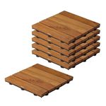 Sharpex Deck Tiles with Interlocking | 6 Piece Teak Wood Floor Decking Water Resistant Tile for Balcony, Terrace, Garden | Quick Flooring Solution for Indoor/Outdoor (Brown, 6 Piece)