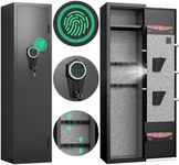 Omethey 2-3 Gun Safe, Biometric Fingerprint Gun Safe for Rifles and Pistols, Quick Access Rifle Gun Safe with Silent Mode and Alarm System, Gun Cabinet with Removable Shelf and 2 Adjustable Gun Slots