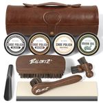 BALORIZ Leather Shoe Polish Kit - 13Pcs Shoe Shine Kit Christmas Gifts For Men with Shoe Polish, Mink Oil, Horsehair Brush for Leather Boot Shoe Care Kit Mens Dad Birthday Gifts Ideas