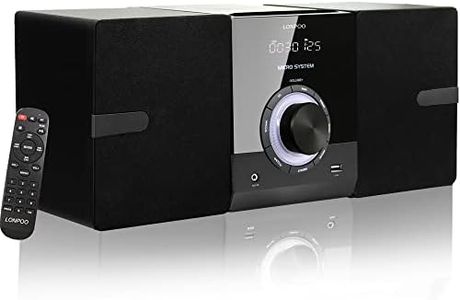 Compact Stereo System for Home, 30W CD Player with Speakers, Bluetooth, FM Radio, Aux-in, USB Playback, Earphone Port, DSP-Tech, Remote Included (New Version)