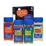 CRISTA Must-Haves Combo- 2 | Basil x 1, 15 gms | Oregano Seasoning x 1, 50 gms | Paprika Powder x 1, 45 gms | Garlic Powder x 1, 45 gms | Tellicherry Whole Black Pepper x 1, 100 gms | Pack of 5