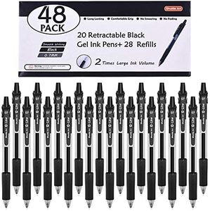 Shuttle Art Black Gel Pens, 48 Pack(20 Gel Pens with 28 Refills) Retractable Medium Point Rollerball Gel Ink Pens Smooth Writing with Comfortable Grip for Office School Home Work