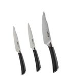 Zyliss Comfort Pro 3 Piece Kitchen Knife Set, Sharp Forged German Stainless Steel, Antibacterial Black Handle, Professional Kitchen Knife/Vegetable Knife Set, Dishwasher Safe