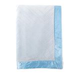 Stephan Baby Snuggle Fleece Crib Blanket, Blue Sculpted with Satin Trim