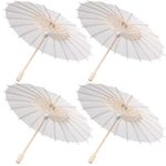 4pcs White Paper Umbrella Chinese Japanese Paper Umbrella (Diameter 30cm, Randoim Umbrella Handle Style