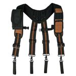 KUNN Carpenter Padded Tool Belt Suspender Tool Harness with Moveable Magnetic Wristband,Khaki