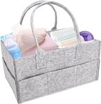 Baby Nappy Caddy Collapsible Nursery Organizer Storage Basket for Babies, Portable Holder Tote Bag for Changing Table Car Travel Newborn Essentials .Baby Gift Accessories (light grey)