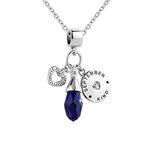 Luluadorn Teardrop September Birthstone Necklaces Heart Pendant Happy Birthday Gifts for Women