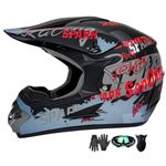 Motocross Helmet,Kids &Youth Trend Sci-fi Lines Full Face Protective Helmet,ATV Motorcycle Helmet ,Dirt Bike Downhill Off-Road Mountain Bike Helmet,DOT Certified,4-Piece Set (Black, Small)