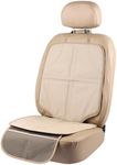 Viaviat Leather Car Seat Protector for Booster Durable Waterproof Protector Mat Large Auto Seat Cover with Storage Pocket for Child Toddler Safety Seat Baby Basket (Beige)