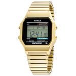 Timex Men's Quartz Watch with LCD Dial Digital Display and Gold Stainless Steel Bracelet T78677PF