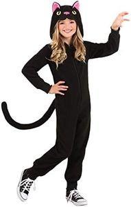 Fun Costumes Black Cat Costume for Kids, Cat One-piece Jumpsuit with Tail, Kitty Costume for Boys & Girls for Halloween Small