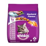 Whiskas Adult (1+ Years) Dry Cat Food, Mackerel Flavour, 3 kg, Contains 41 Essential Nutrients, Complete & Balanced Nutrition for Adult Cats