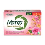 Margo Neem Naturals Soap | Enriched With Almond Oil & Rose | Soap for Clear & Radiant Skin [100GM X 5]