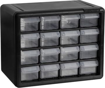 Akro-Mils 10116 16 Drawer Plastic Parts Storage, Hardware and Craft Cabinet, Nail and Screw Organizer, 10-1/2-Inch W x 6-1/2-Inch D x 8-1/2-Inch H, Black