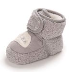 MASOCIO Baby Shoes Baby Boots Boys Girls Infant Newborn Winter Baby Booties Slippers First Walking Gray Size 4 UK 12-18 Months