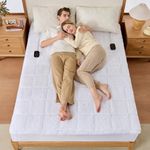 Bearhug Electric Heated Mattress Pads King Size 78”×80” Sherpa Bed Warmer with 16” Deep Pocket 10 Heat Settings 12-Hour Timer Machine Washable White