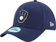 New Era MLB The League 9FORTY Adjustable Hat Cap One Size Fits All (Milwaukee Brewers Navy), Blue, One Size